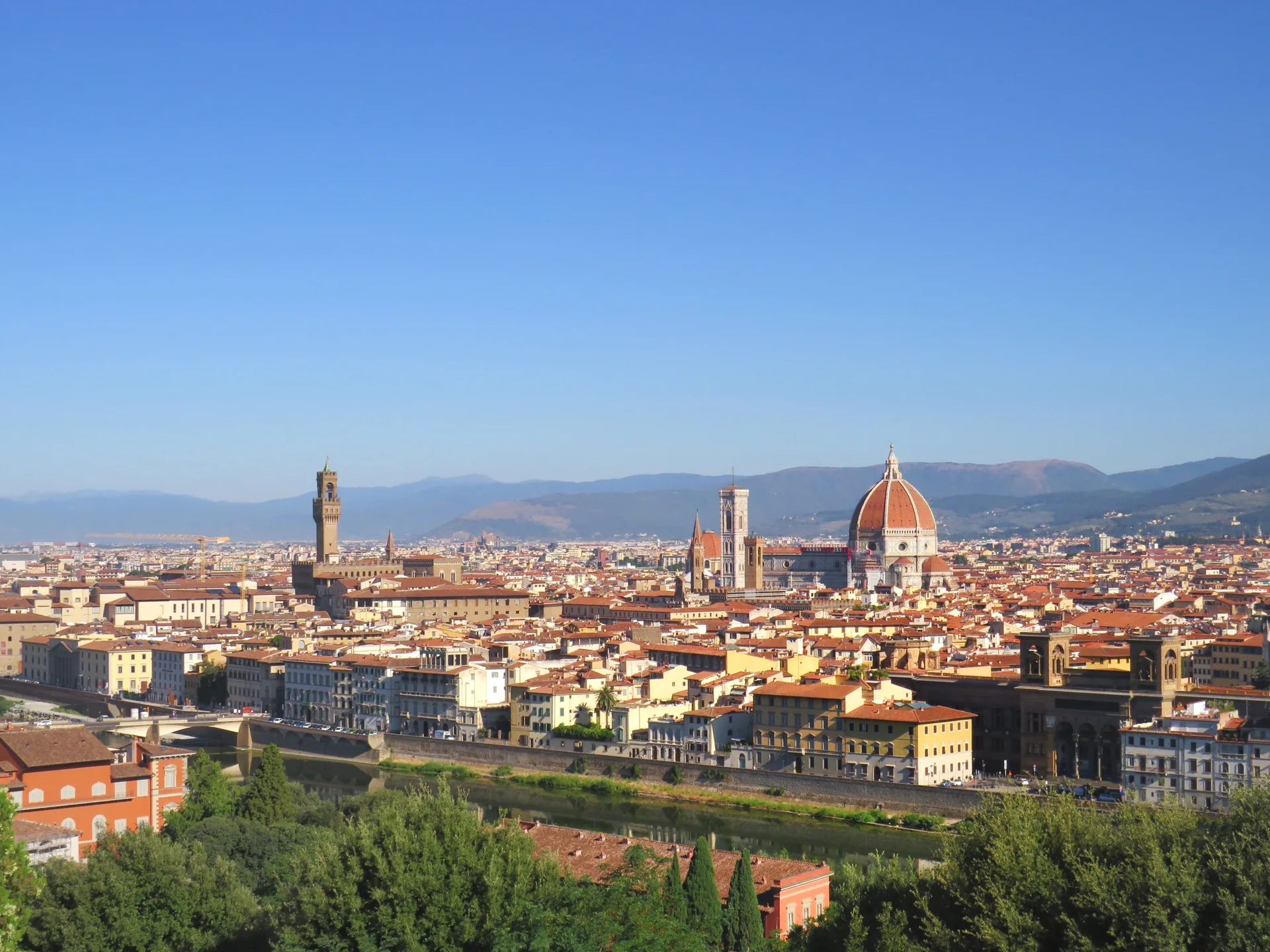 A panoramic view of central Florence from Piazzale Michelangelo.