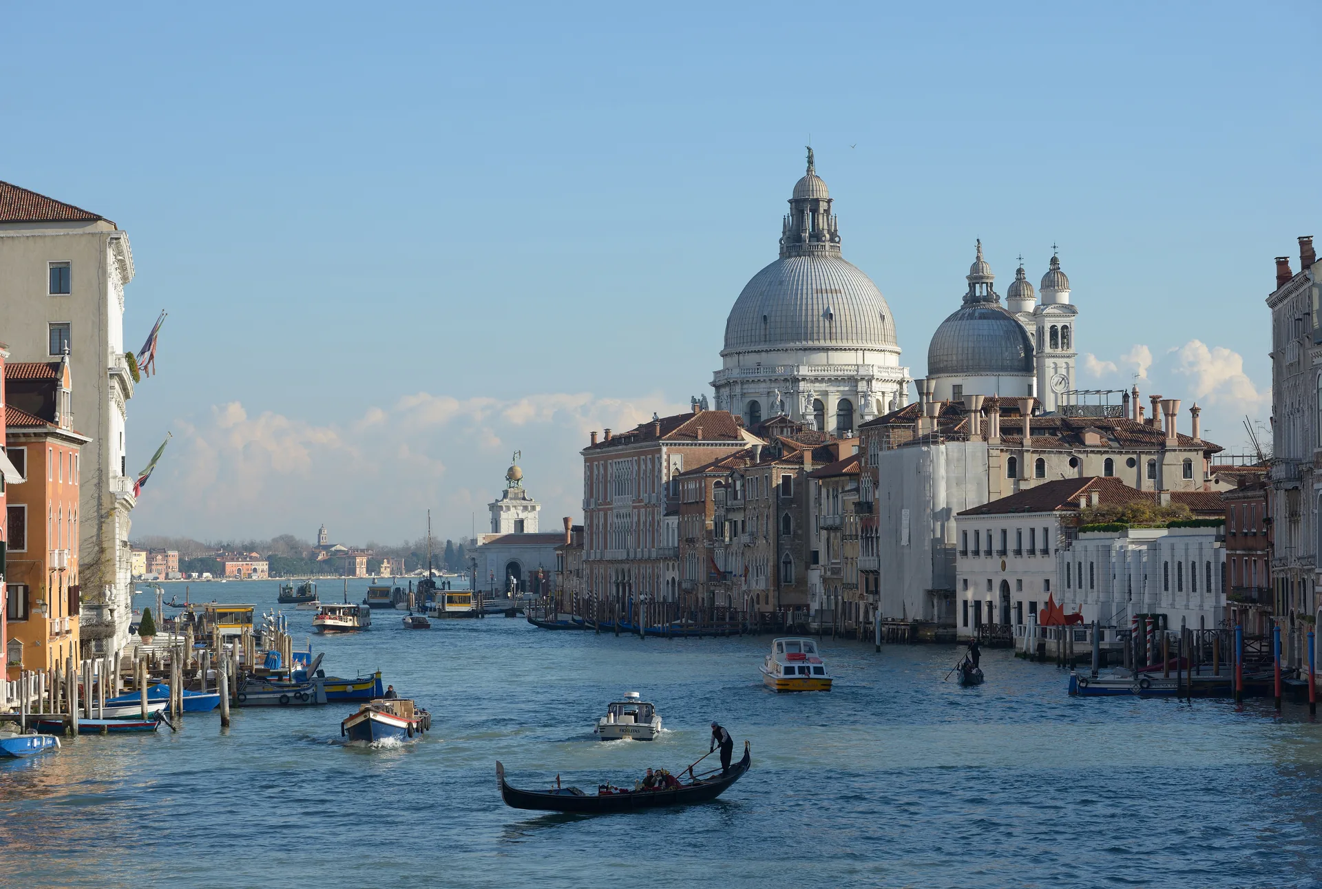 The Grand Canal in Venice, with Santa Maria della Salute and the Dogana.