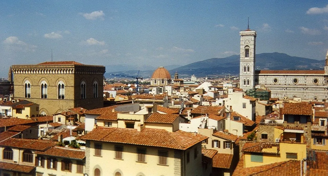 Florence’s historic centre with the Cathedral of Santa Maria del Fiore, its dome and Giotto’s Campanile.