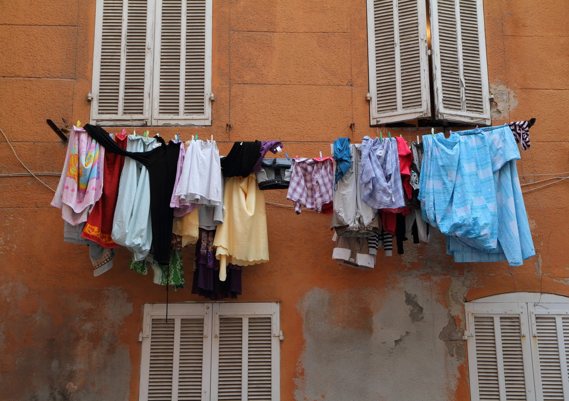 Laundry hanging out to dry in Le Panier, Marseille