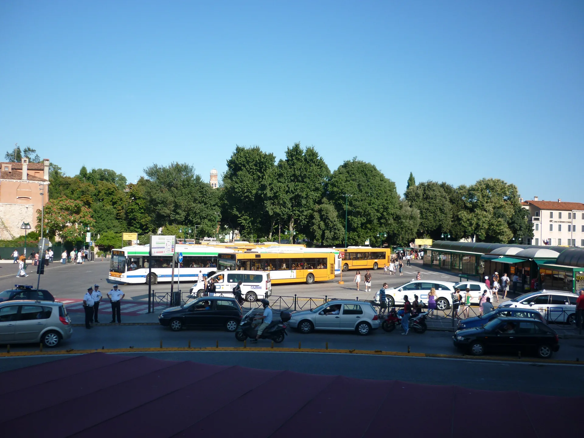 ACTV buses and taxis at Piazzale Roma in Venice
