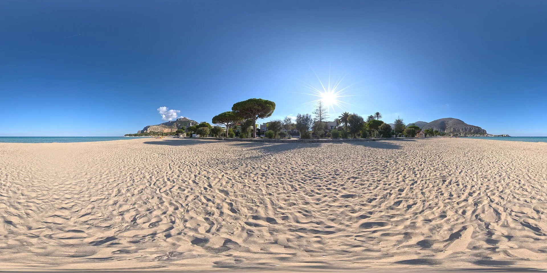Mondello Beach with its sandy shoreline and surrounding bay