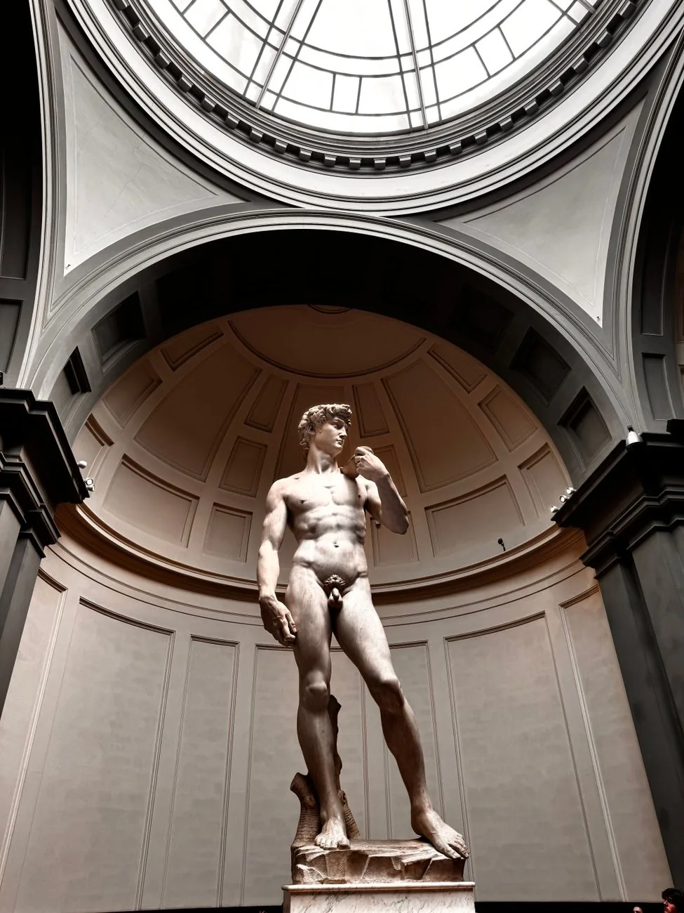Michelangelo's David statue inside the Galleria dell'Accademia in Florence