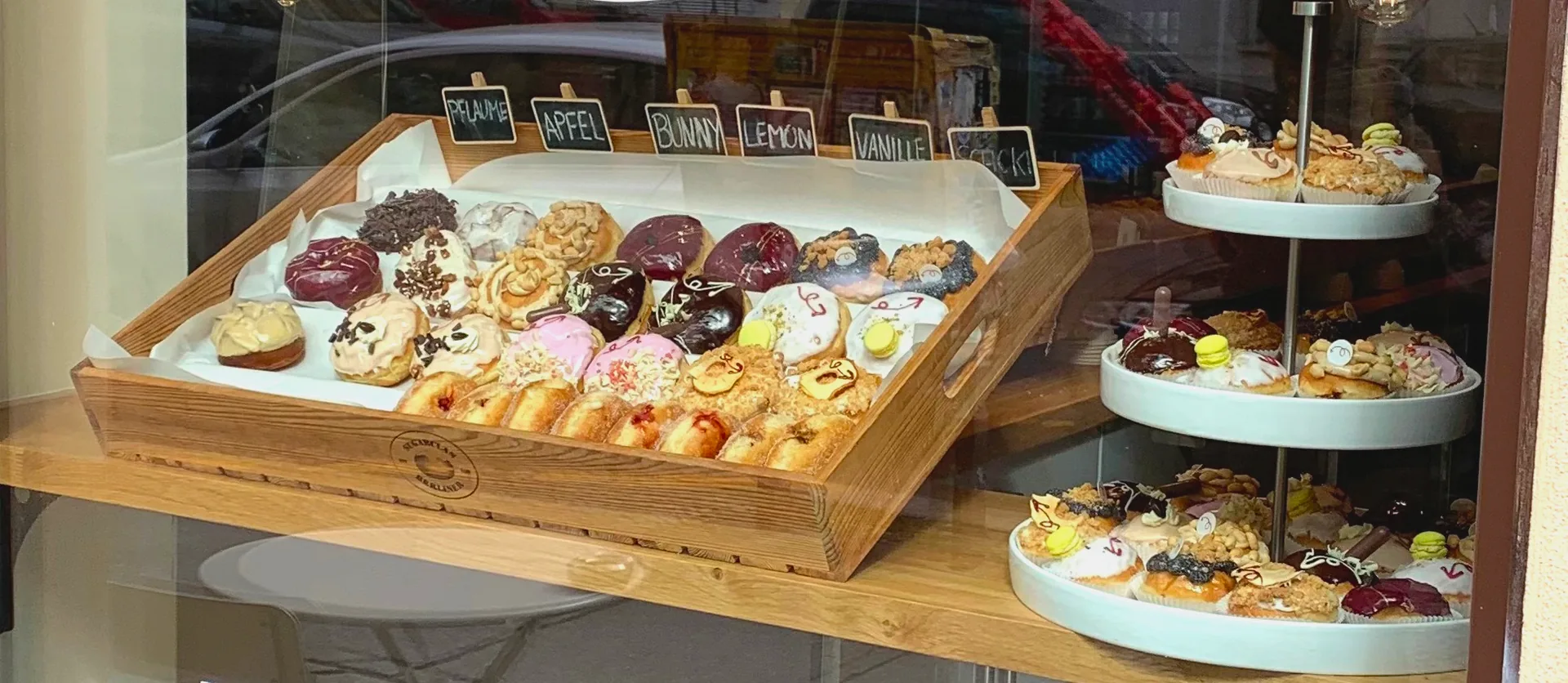 A sugar-dusted Berliner Pfannkuchen from a bakery in Friedrichshain, Berlin.