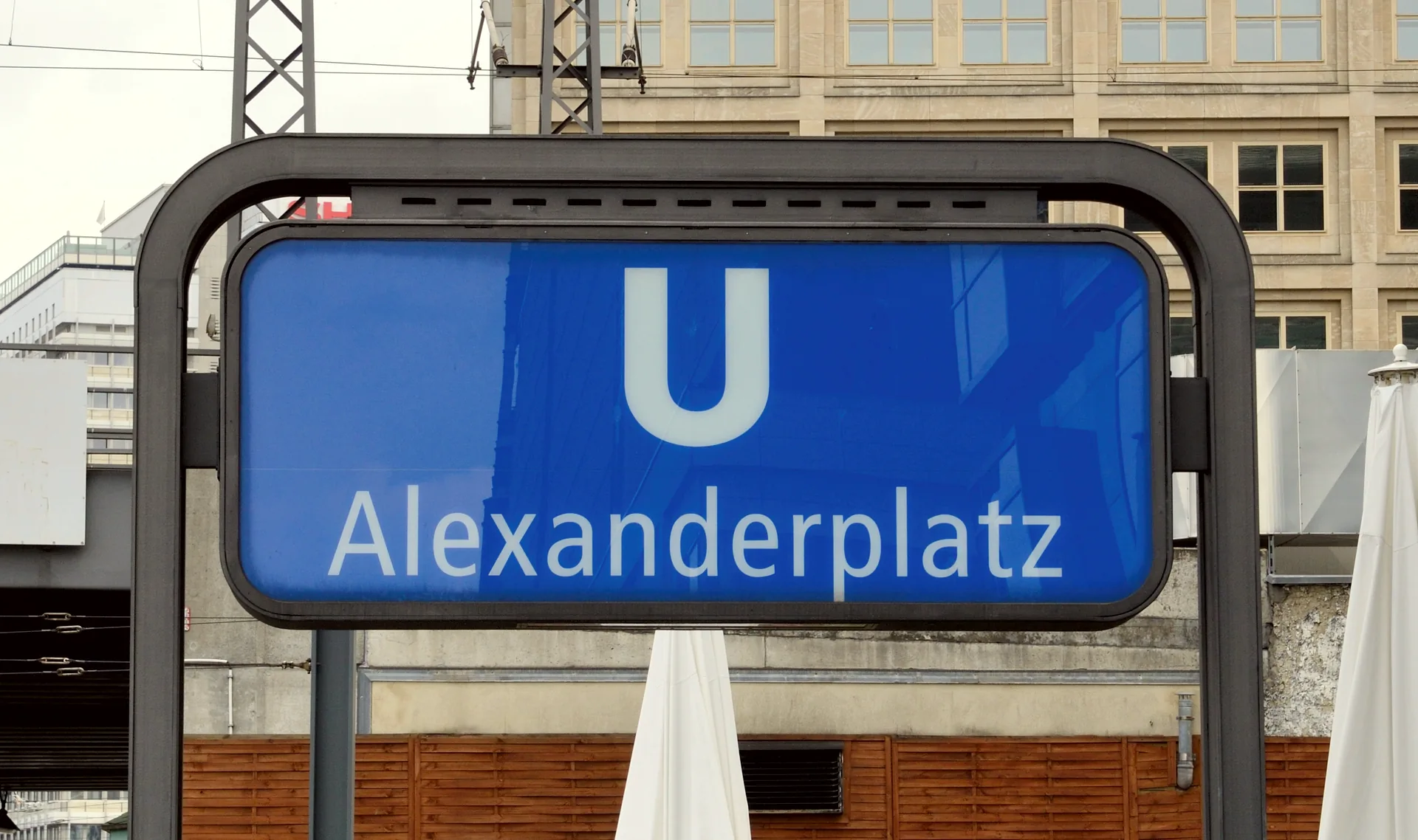 A sign for the U-Bahn station at Alexanderplatz in Berlin.