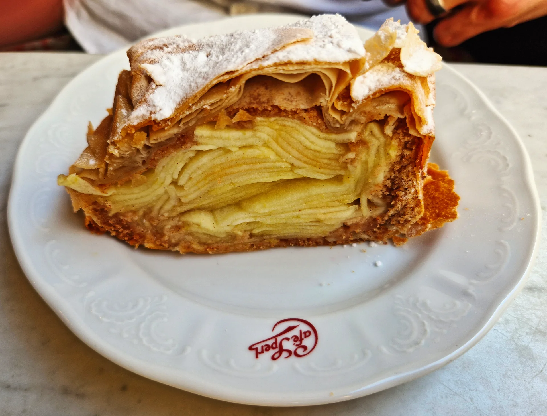 Apfelstrudel served at Café Sperl.