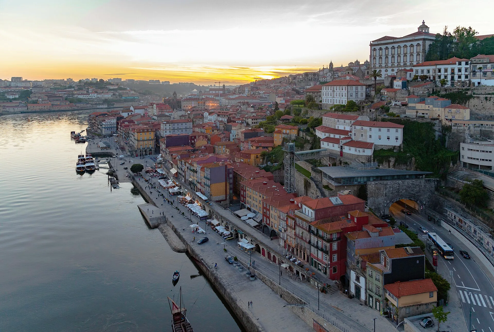 Cais da Ribeira along the waterfront in Porto