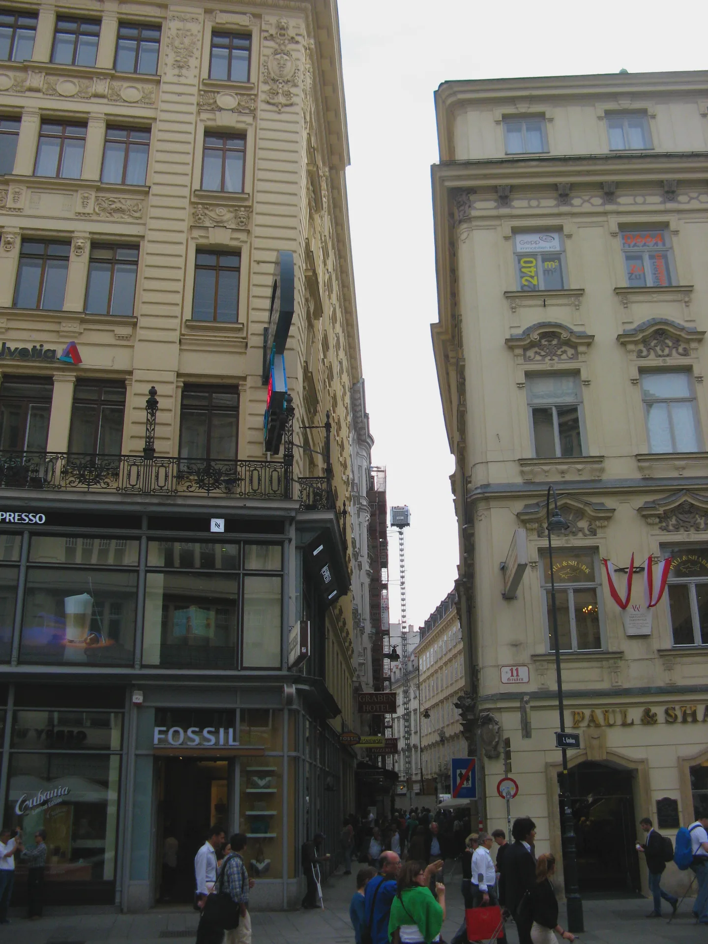 Dorotheergasse viewed from the Graben in Vienna’s Innere Stadt.