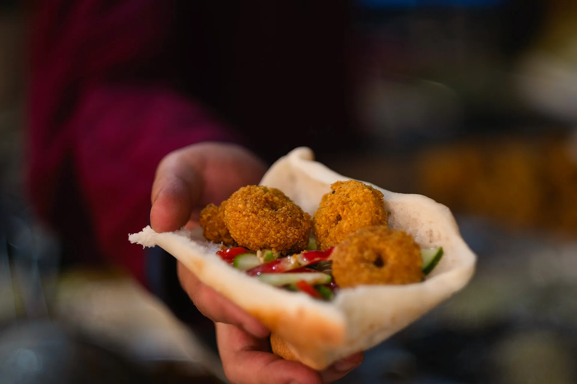 A falafel and samun sandwich.