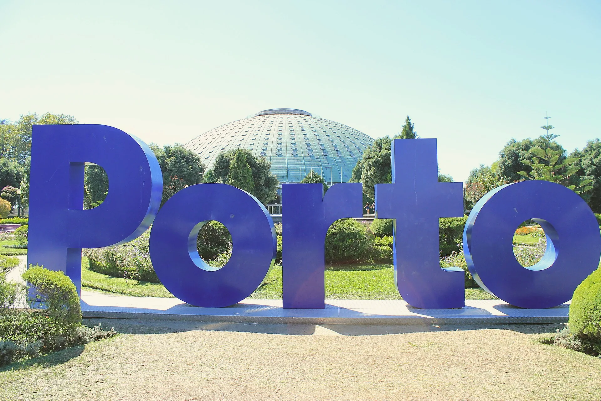 Garden paths and planting at the Palácio de Cristal gardens in Porto.
