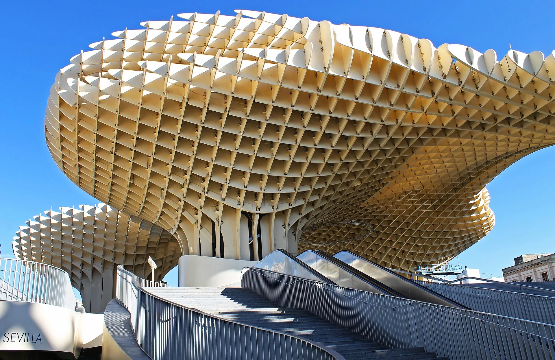 The curved, mushroom-like forms of the Setas de Sevilla