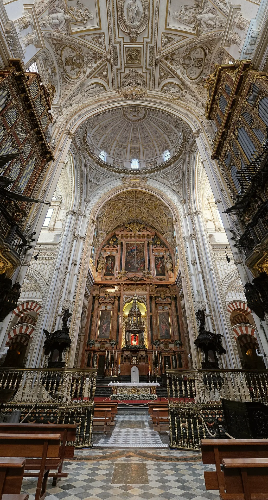 The main altar and nave rise within the Mosque-Cathedral of Córdoba.
