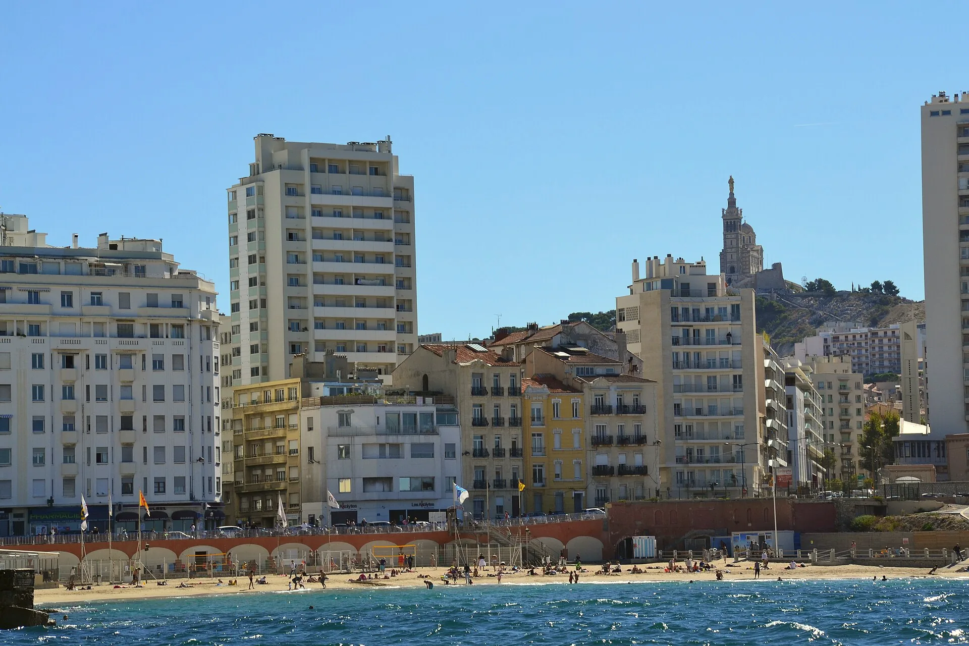 The Plage des Catalans beach in Marseille.