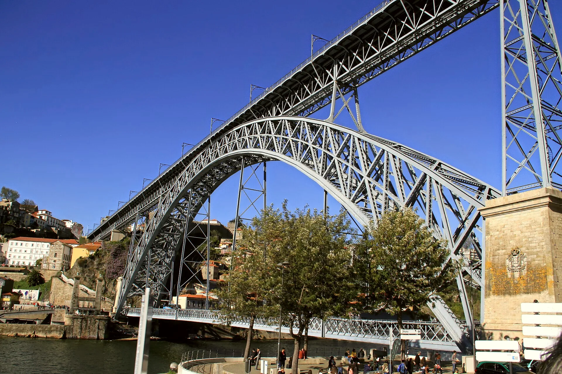 The iron arch of Ponte Dom Luís I spanning the Douro in Porto.
