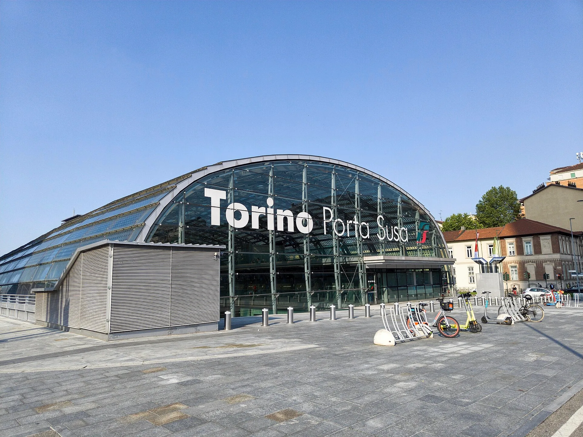 The southern entrance to Porta Susa railway station in Turin.