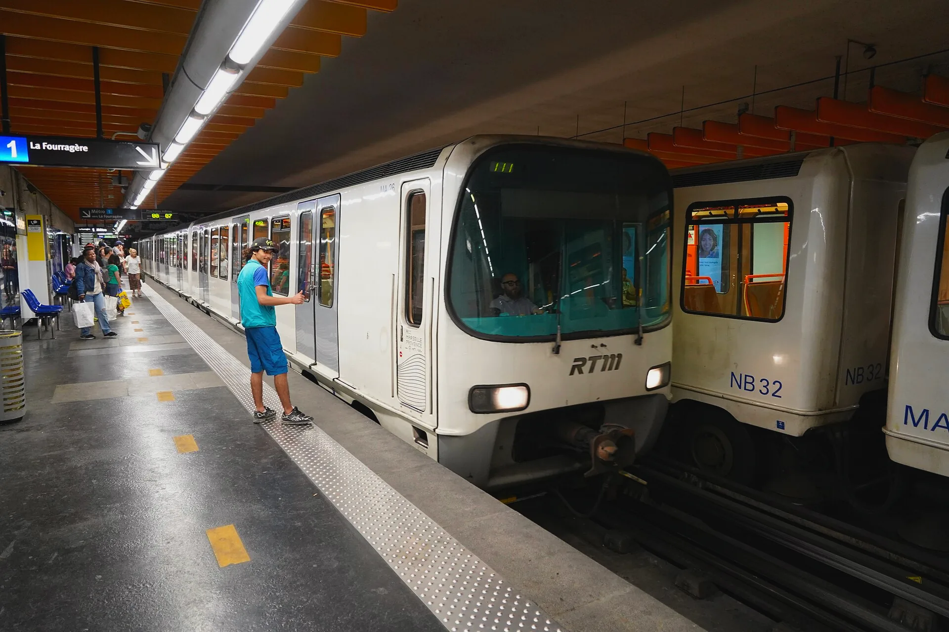 An MPM 76 metro train at Castellane station on Marseille’s M1 line.