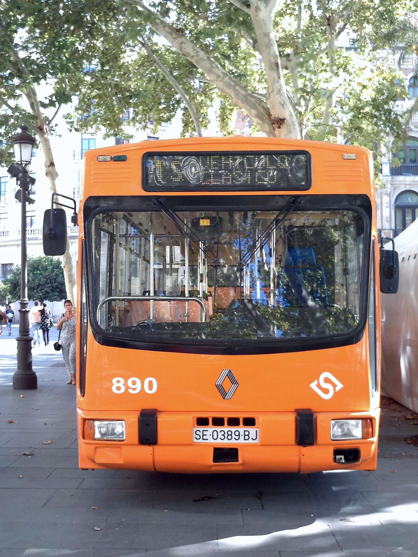 A Renault PR100 bus associated with Seville’s TUSSAM municipal transport company.