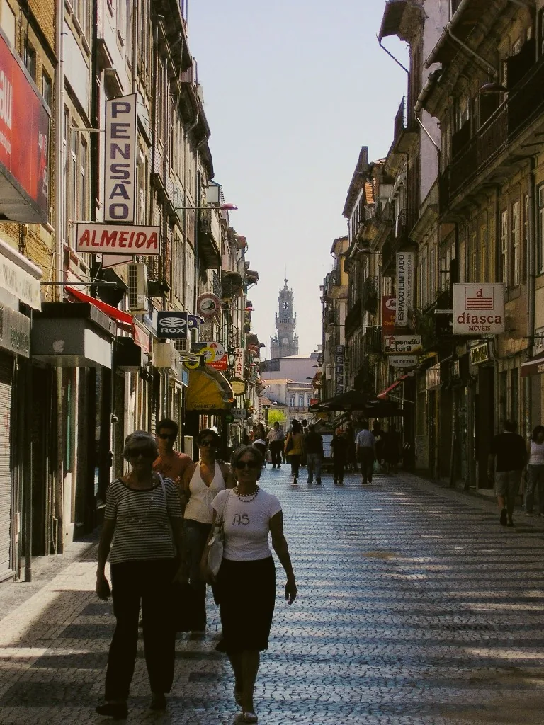 A view along Rua de Cedofeita in Porto.