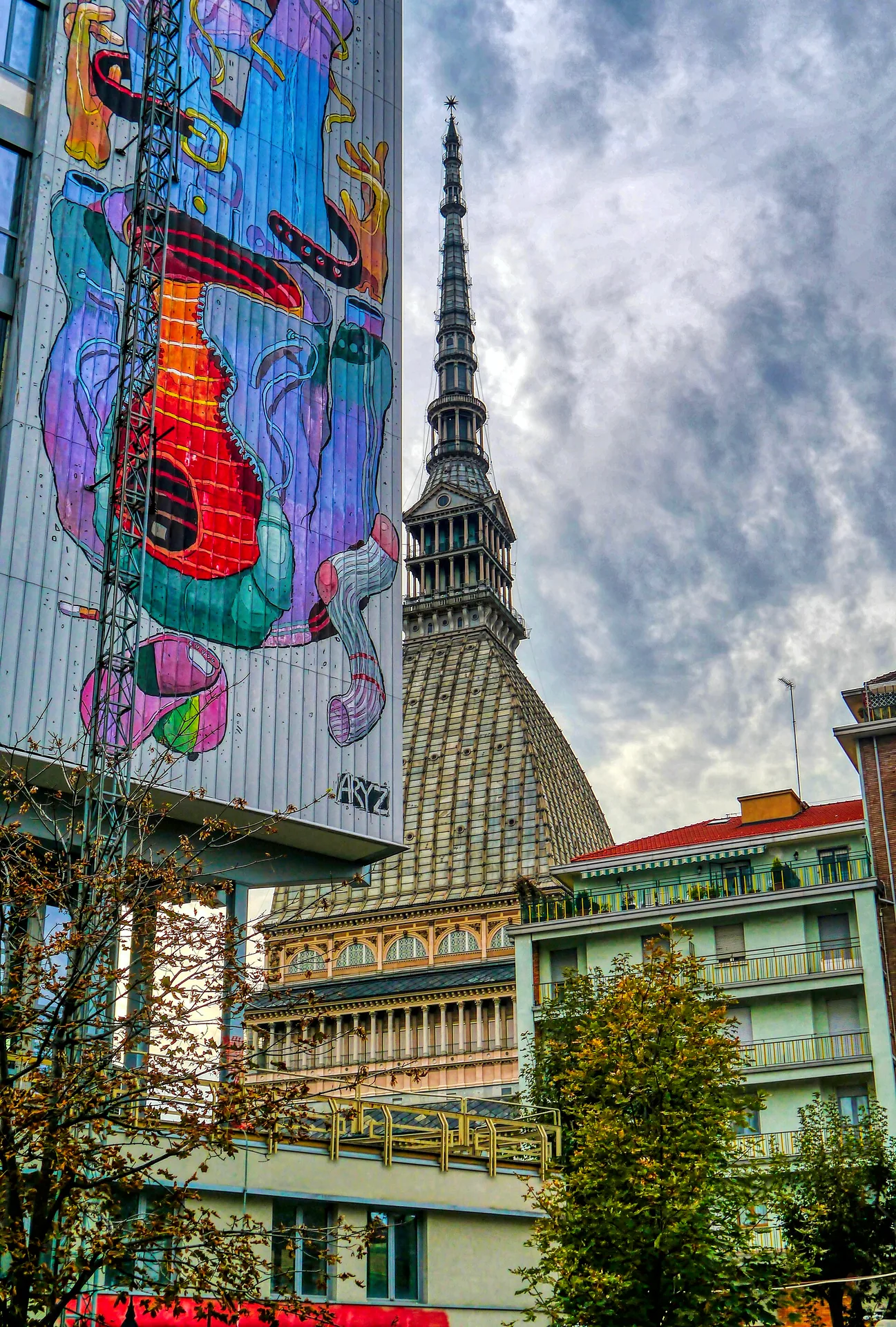 The Mole Antonelliana rising above the surrounding buildings in Turin.