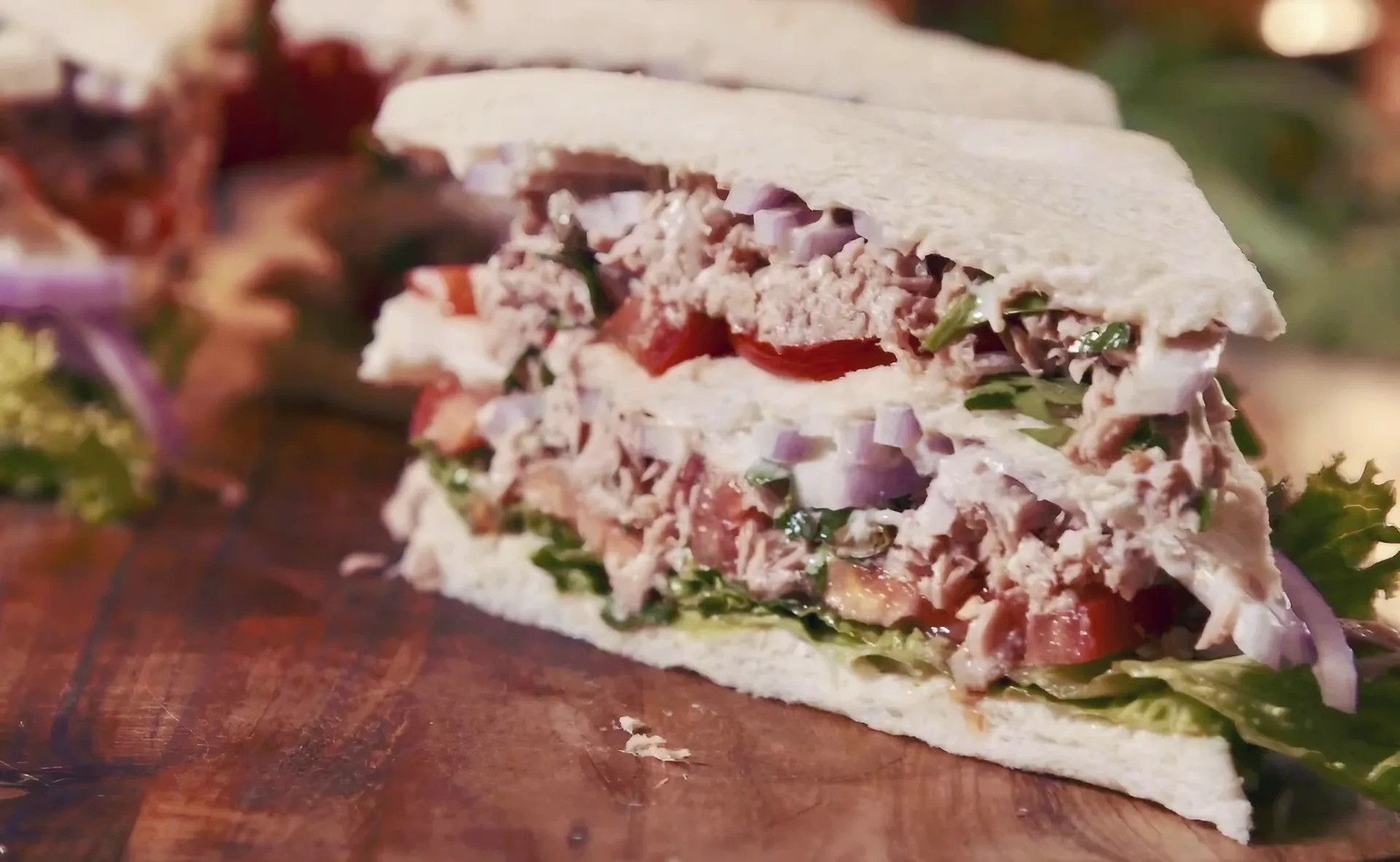 Tramezzini filled with tuna and lime mayonnaise.