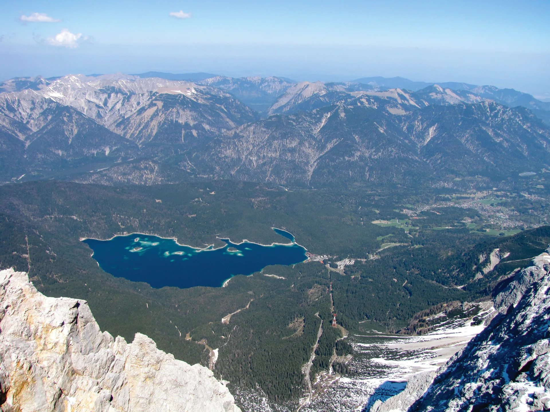 Mountain scenery viewed from the summit of the Zugspitze.