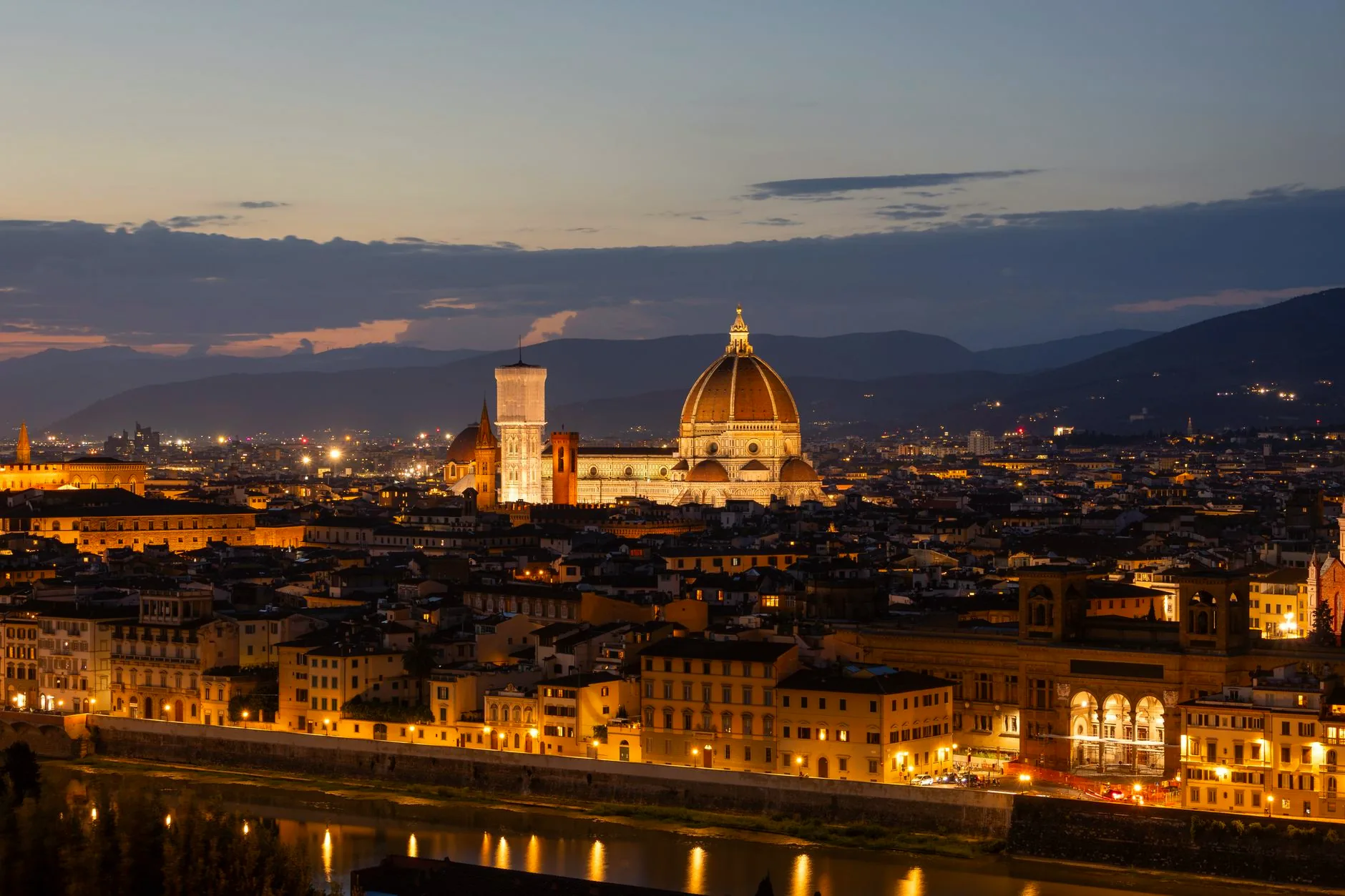 Florence’s skyline with the Duomo at twilight.