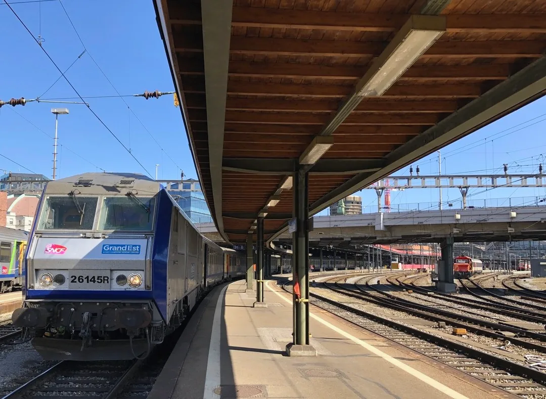 A TER 200 train at Basel SBB station, ready to depart for Strasbourg.