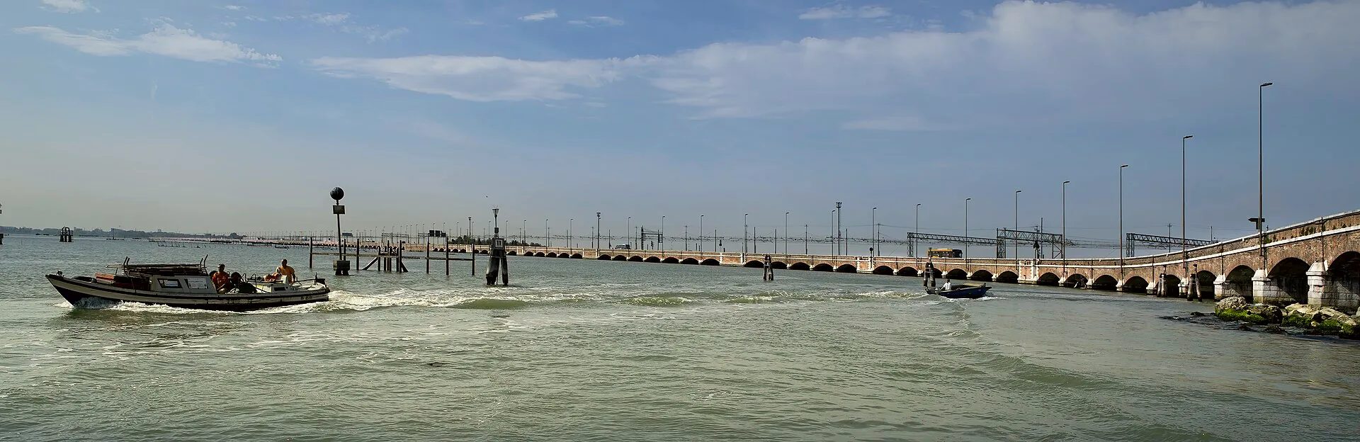 Ponte della Libertà crossing the lagoon between Venice and the mainland.
