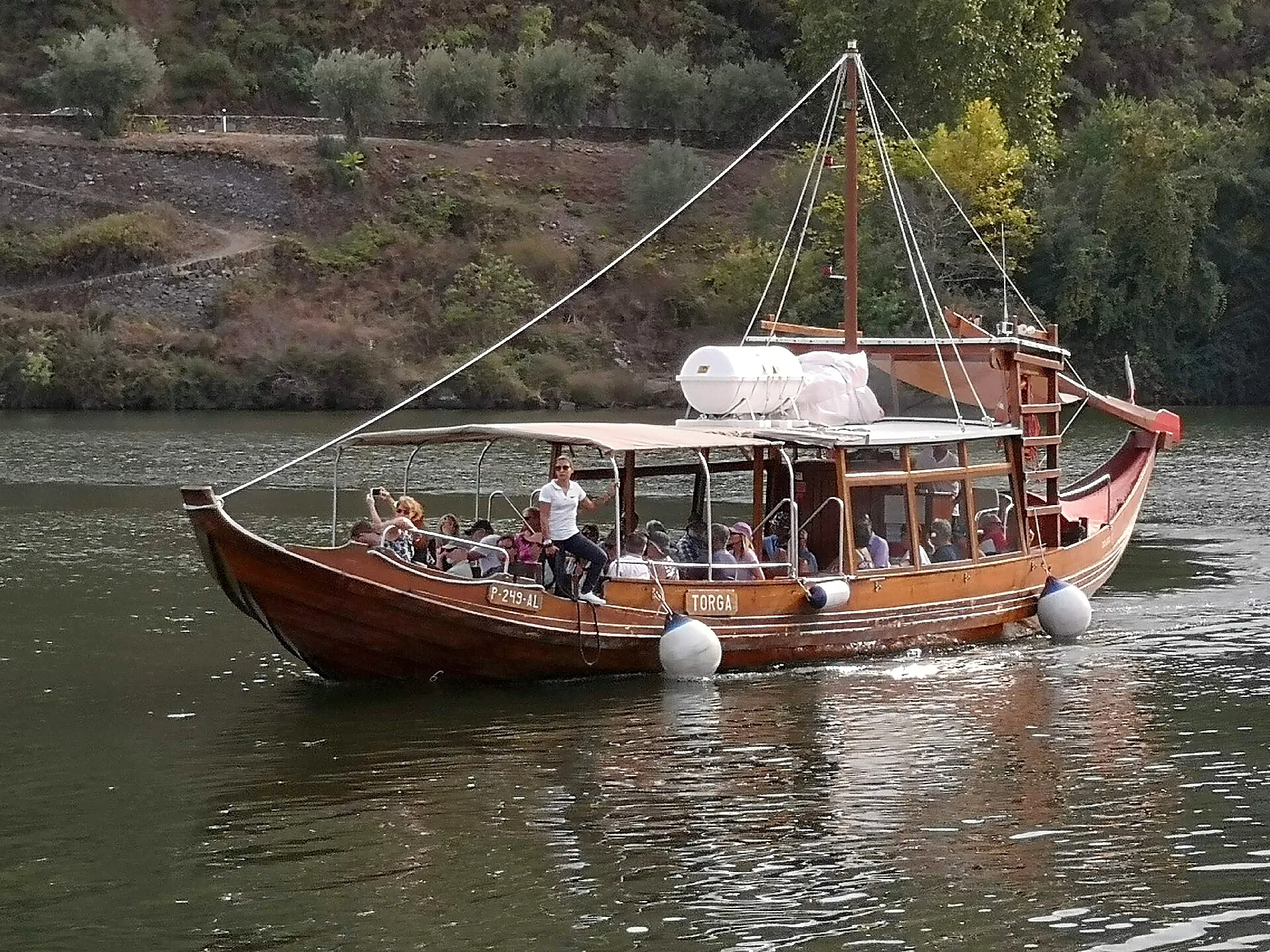 A rabelo boat on the river at Pinhão.