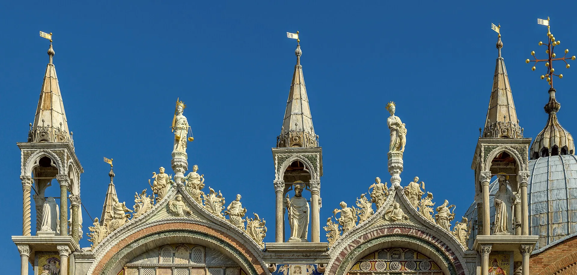The south facade of St Mark’s Basilica in Venice.