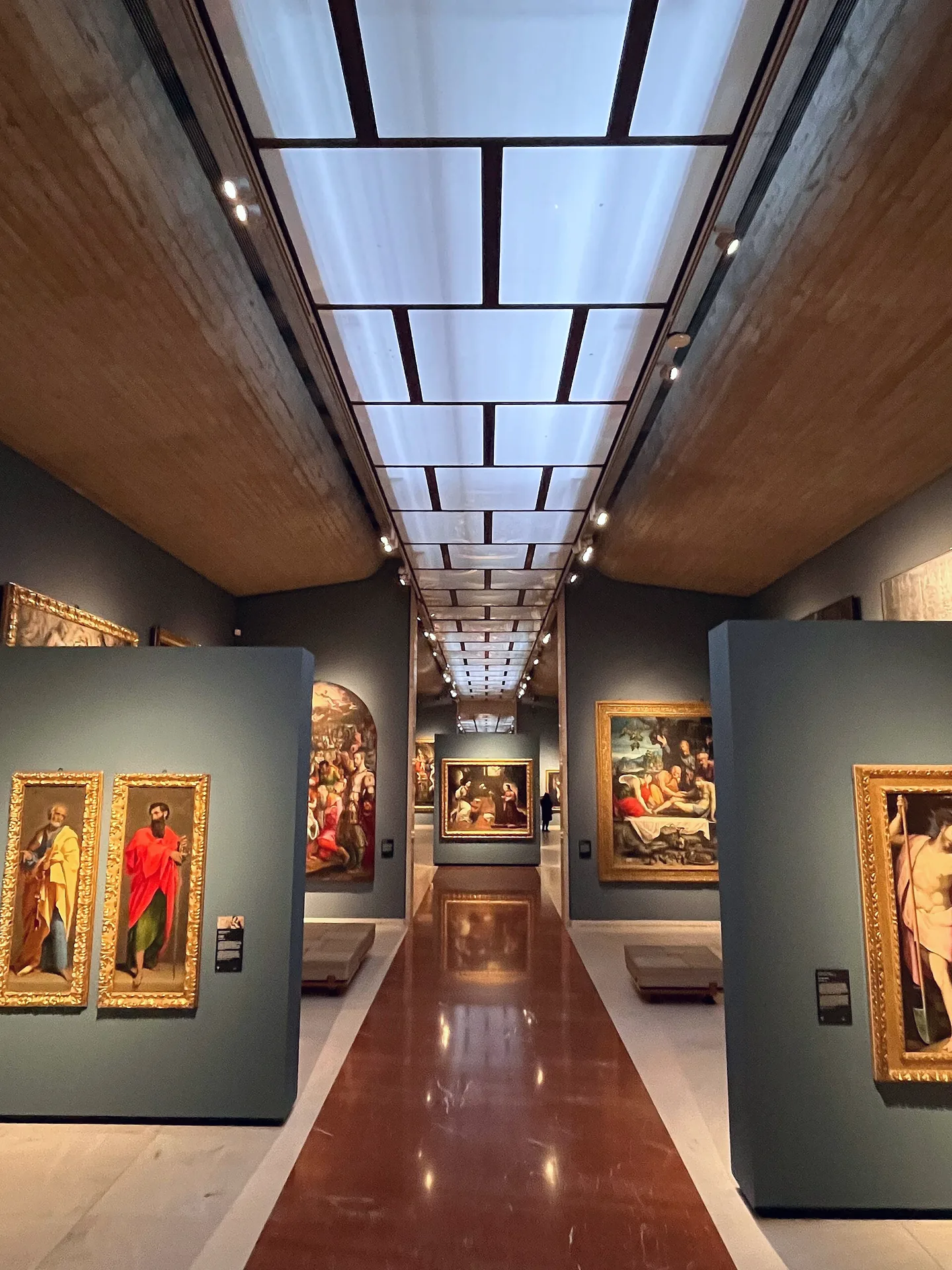 An exhibition room inside the Pinacoteca Nazionale di Bologna.