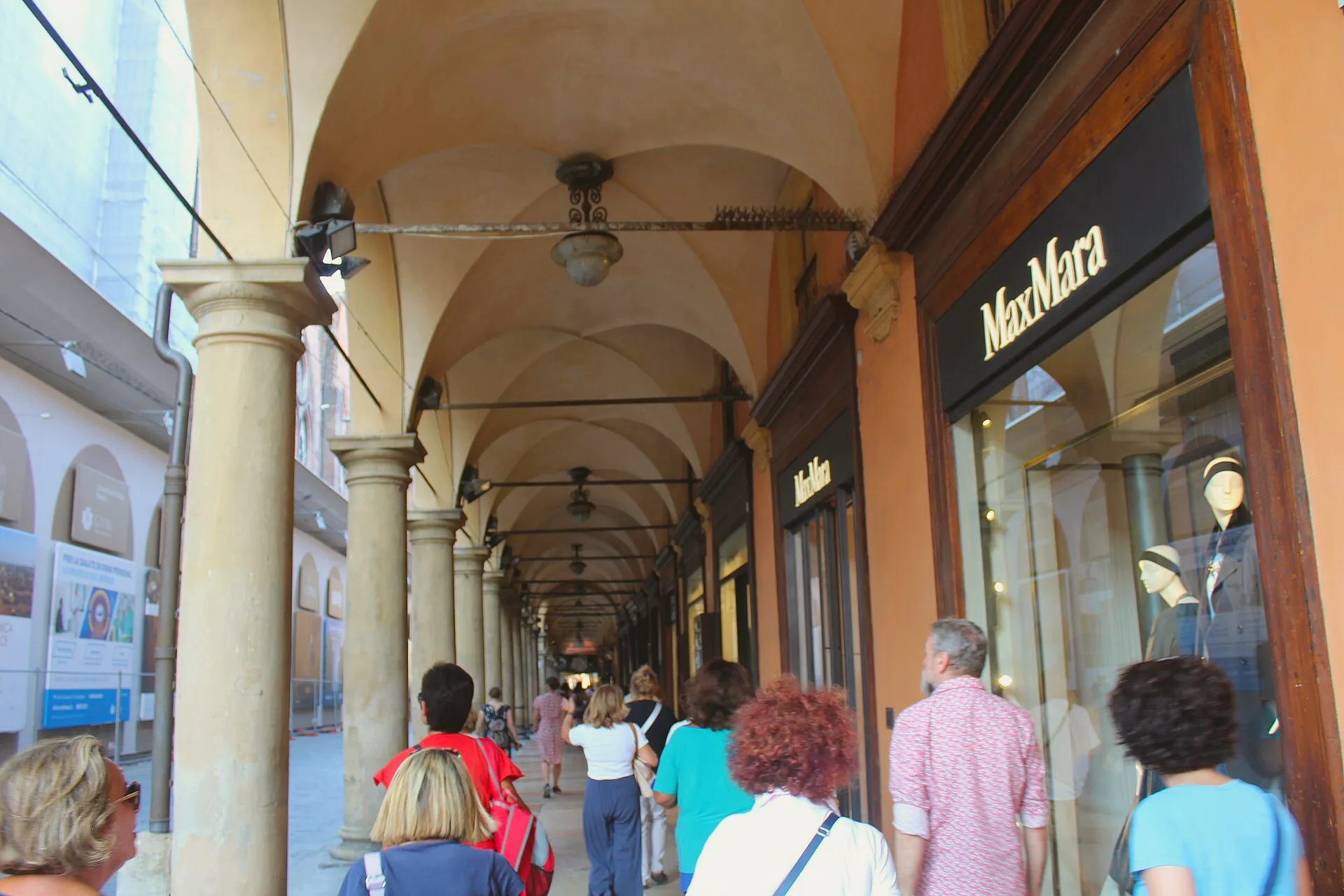 The Portico del Pavaglione's covered walkway in Bologna.