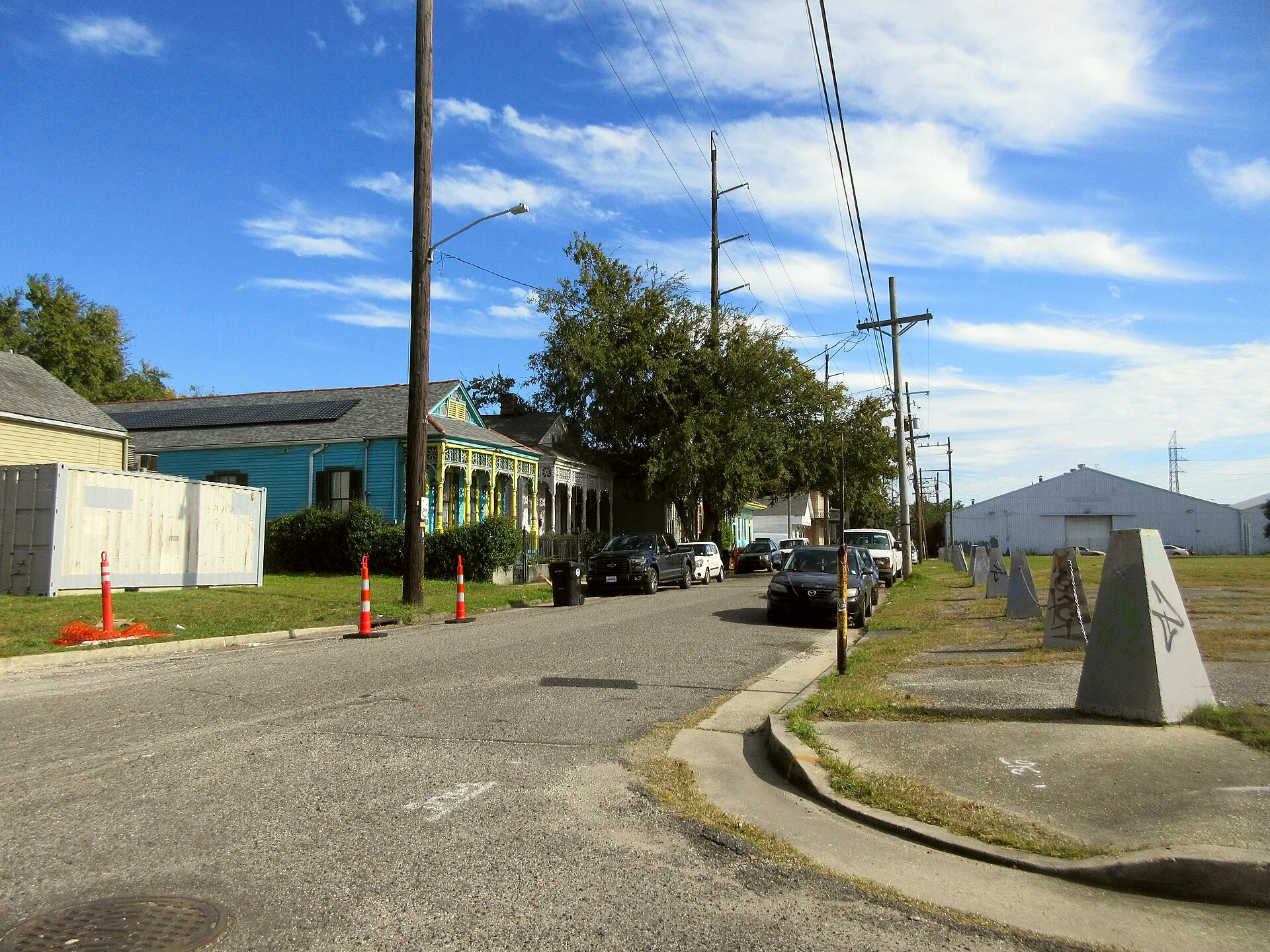 Decatur Street viewed downriver from Mandeville Street in Faubourg Marigny, New Orleans