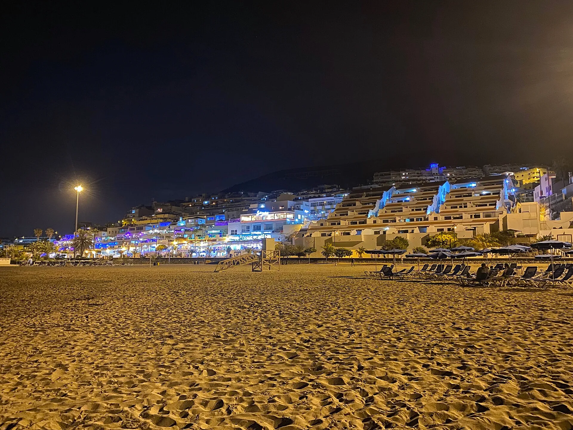Playa de las Vistas, a sandy beach beside Los Cristianos on Tenerife.