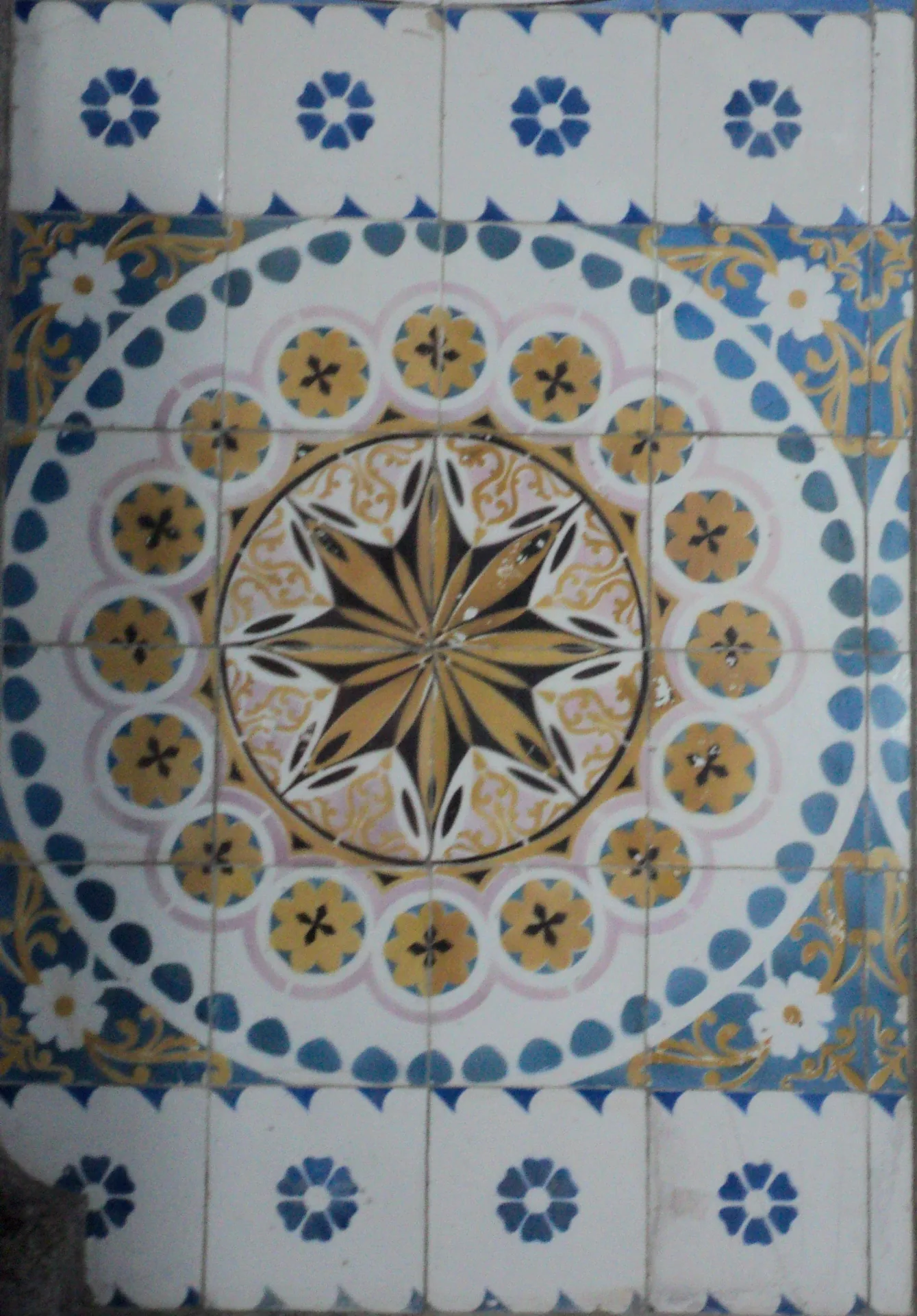 Decorative azulejo tilework in the hall of São Bento railway station in Porto