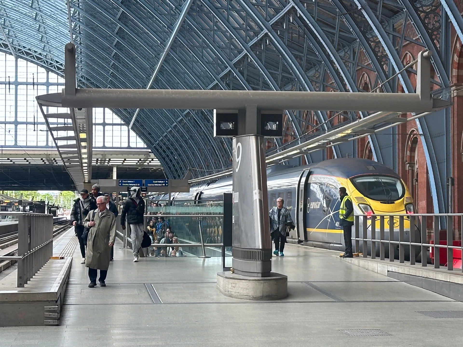 A Eurostar train at St Pancras railway station in London.