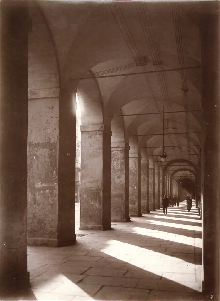 The covered arcades along Via Po in Turin.