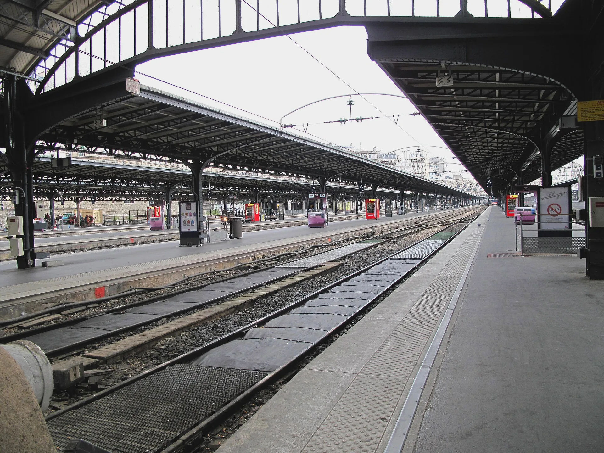 Railway tracks and platforms at Gare de l’Est in Paris.
