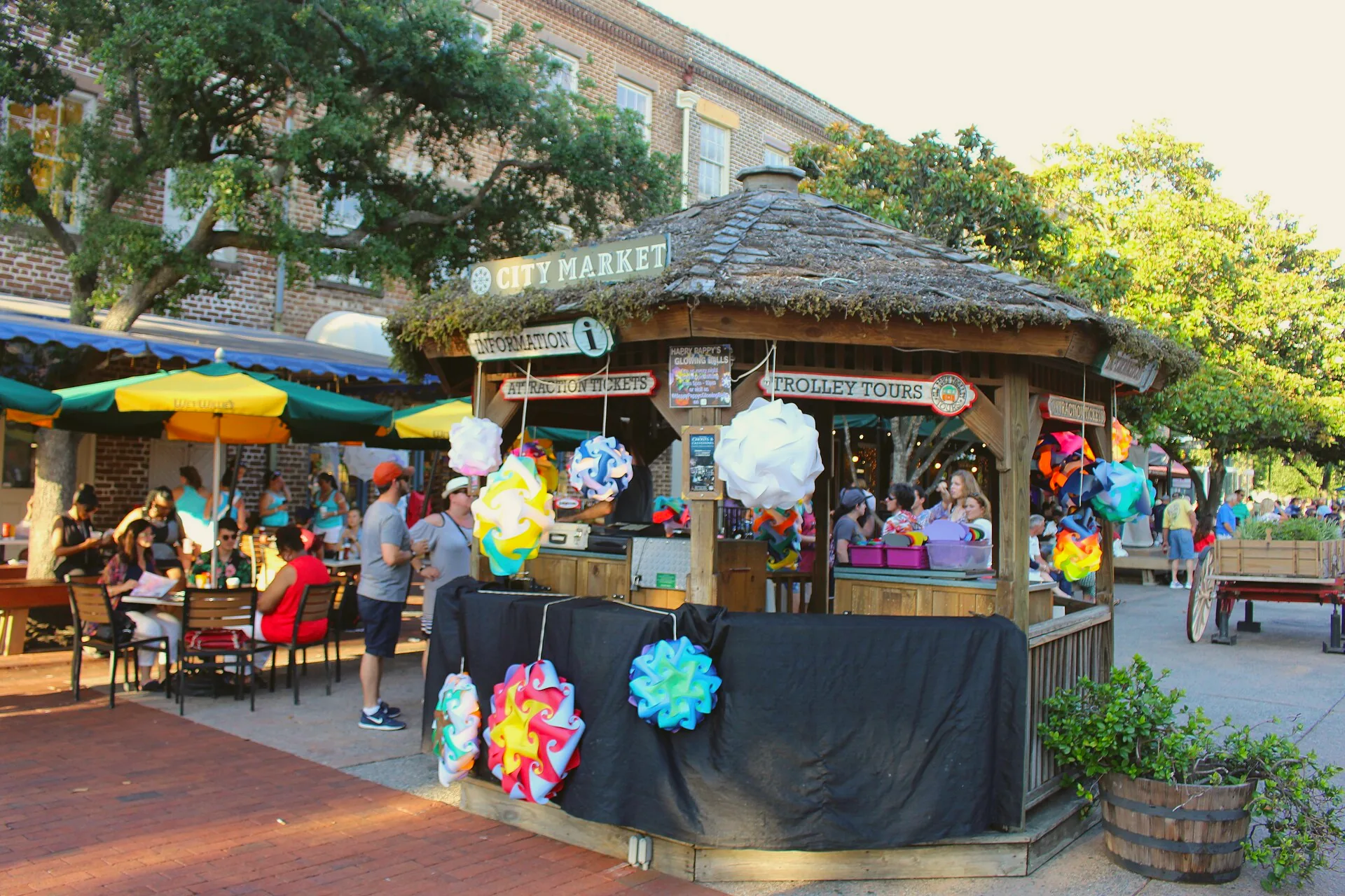 An information booth at City Market in Savannah.