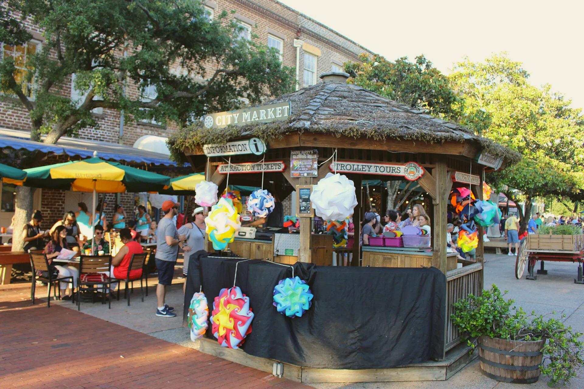 An information booth at Savannah’s City Market.