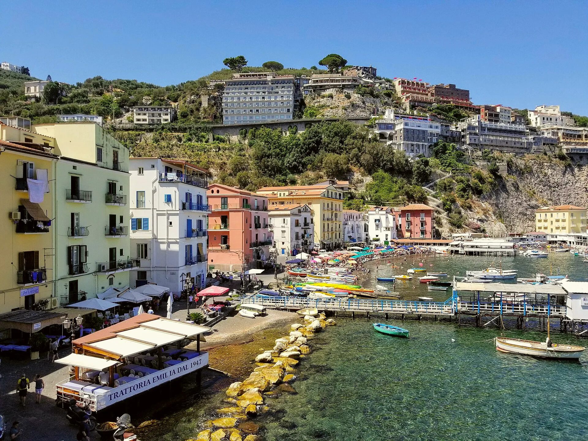 Marina Grande harbour and waterfront in Sorrento.