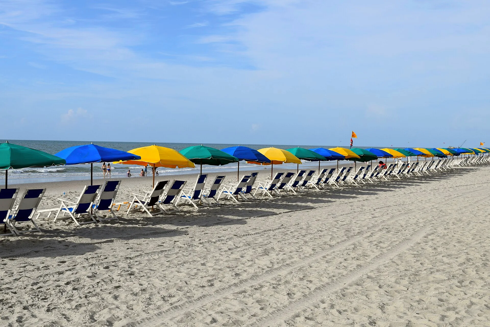 Beach chairs arranged on the sand at North Myrtle Beach.