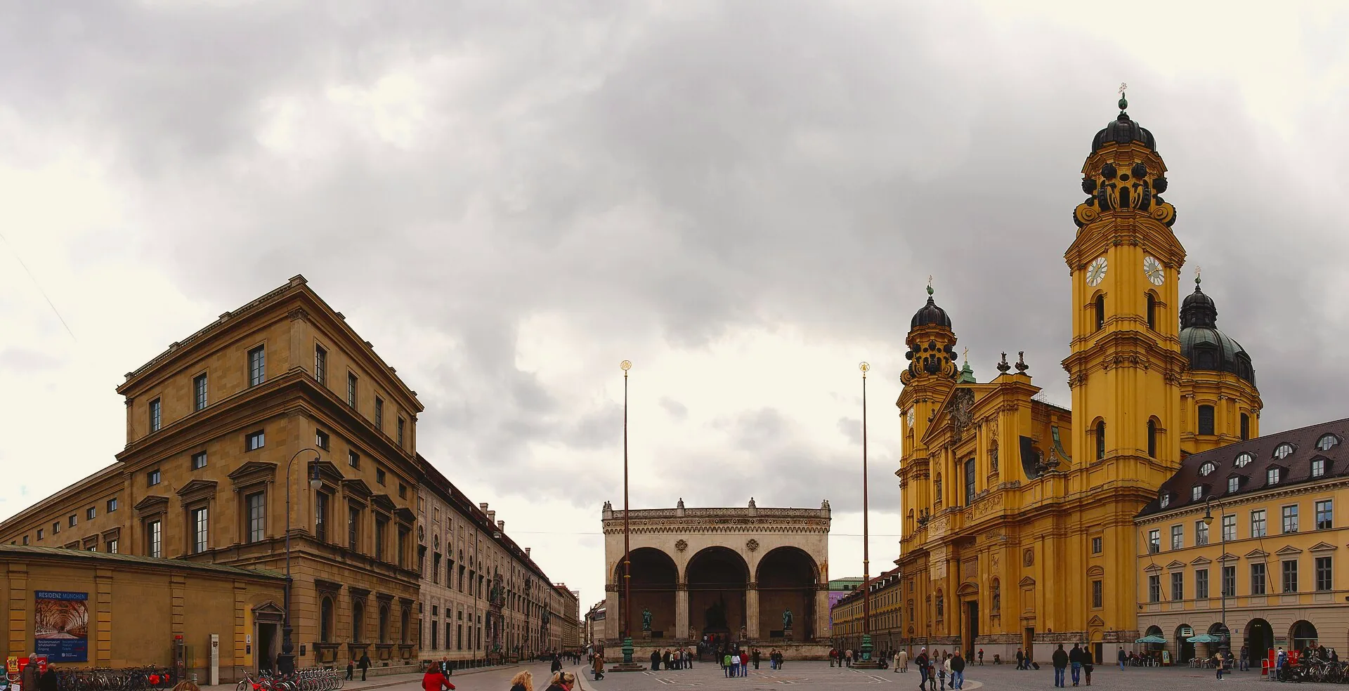 Odeonsplatz, a broad square in Munich, with buildings lining its edges.