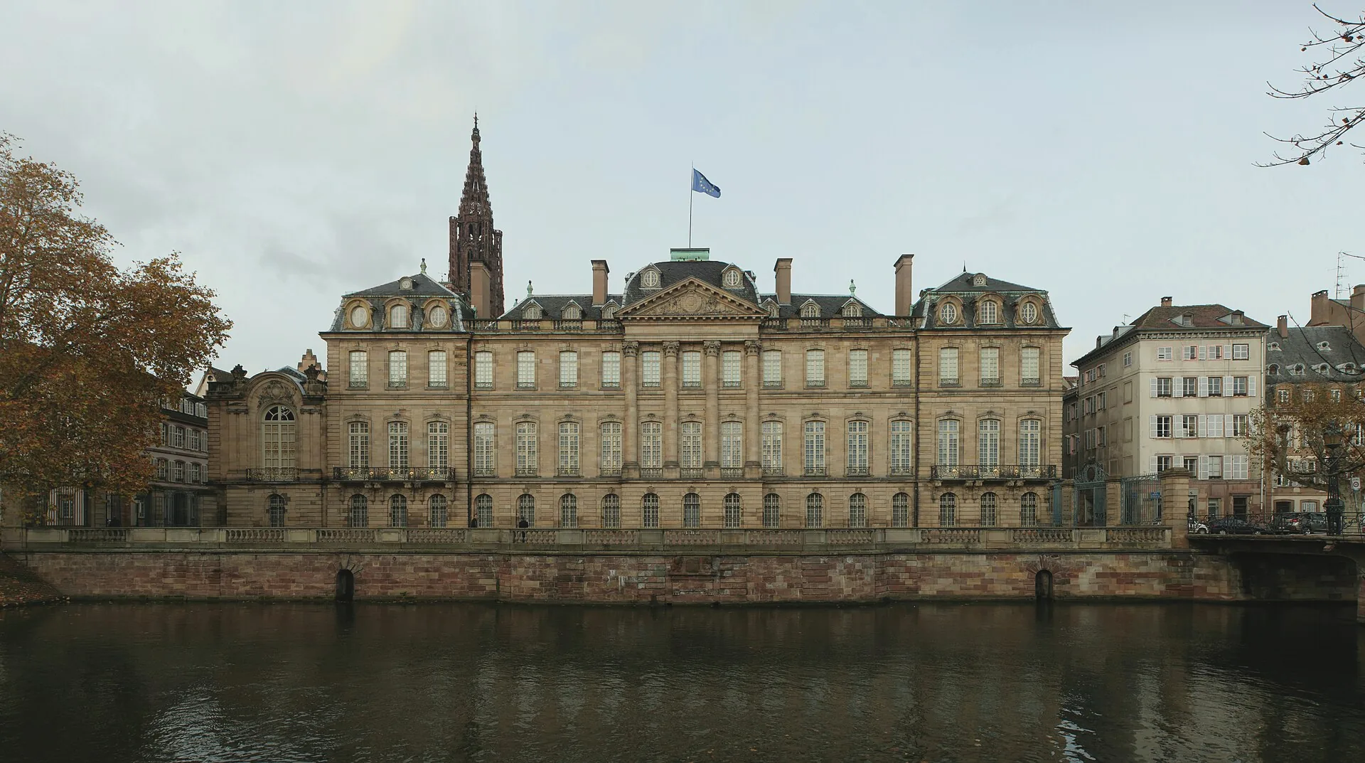 The façade of the Palais Rohan facing the Quai des Bateliers in Strasbourg