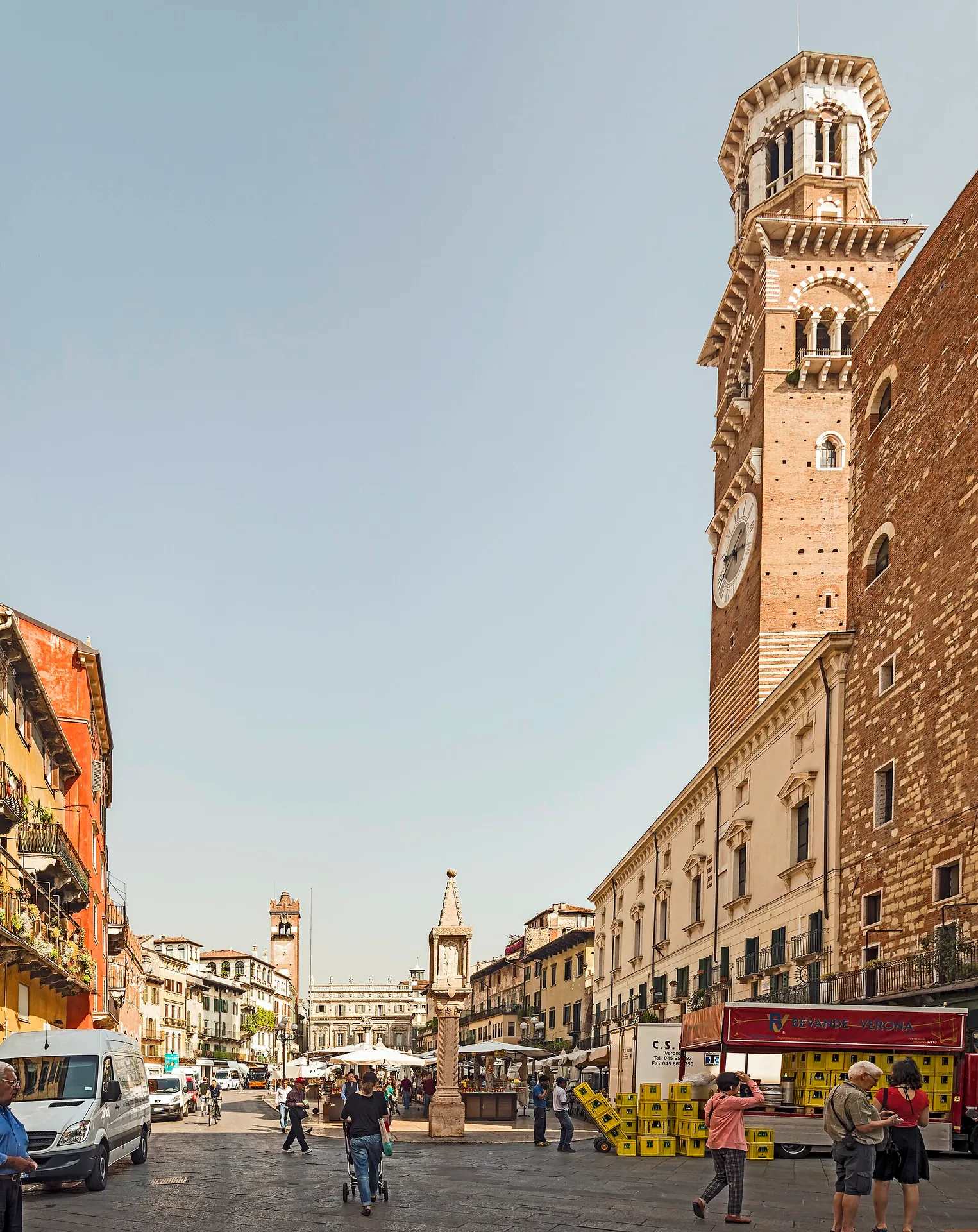 Piazza delle Erbe, with Torre dei Lamberti rising behind the square.