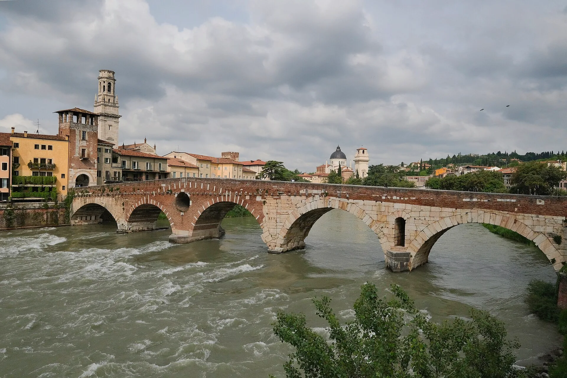 Ponte Pietra, the stone bridge spanning the Adige in Verona.