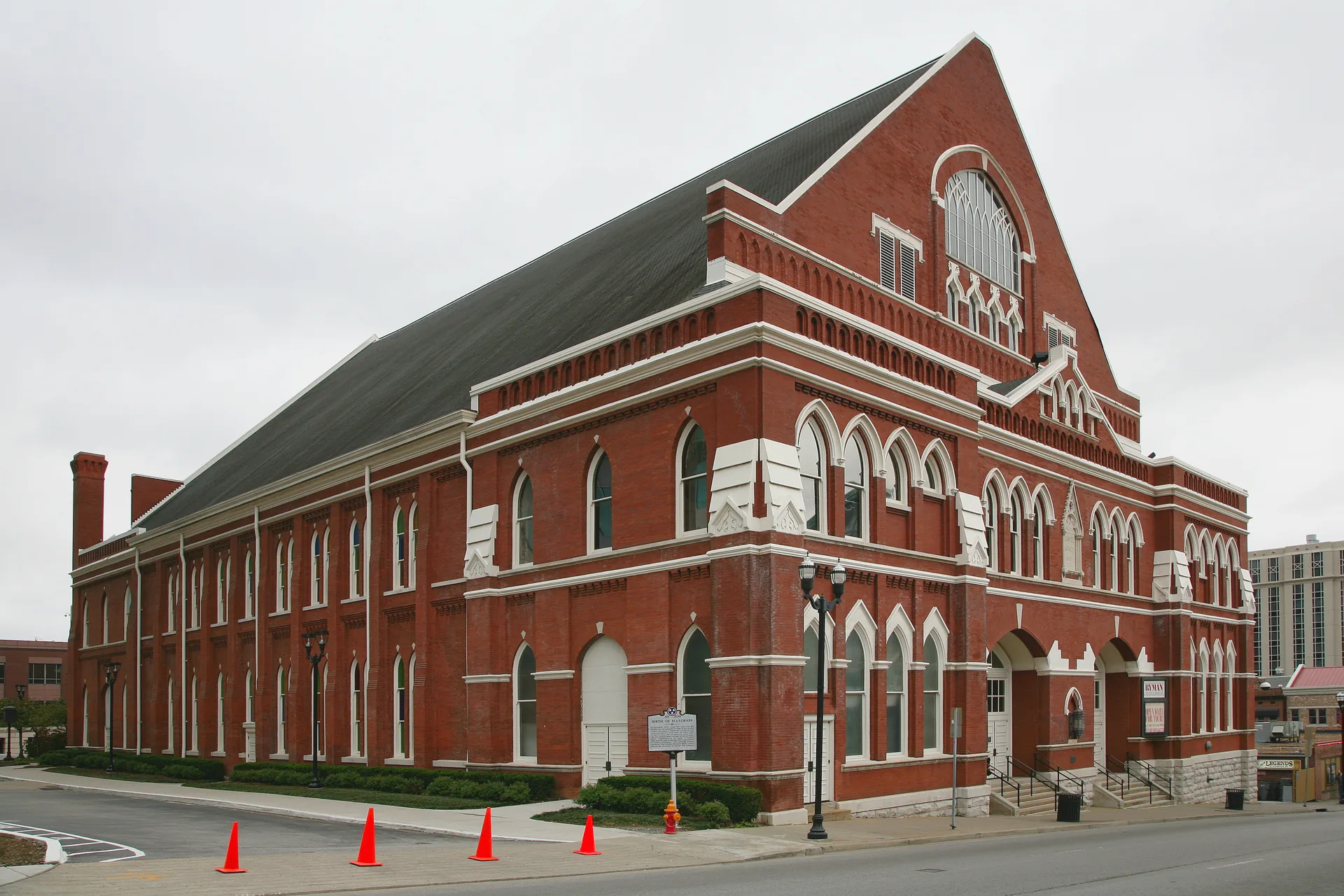 Exterior of Ryman Auditorium in downtown Nashville.