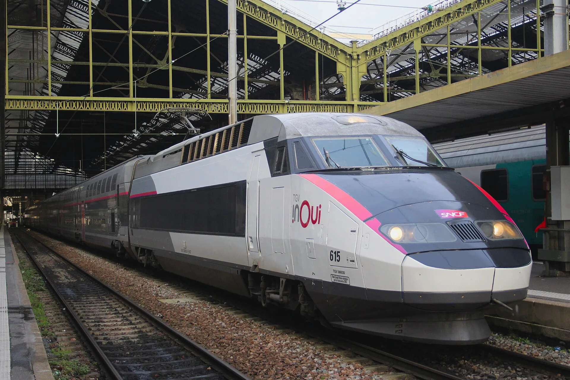 SNCF TGV inOui double-decker train at Paris Gare de Lyon.