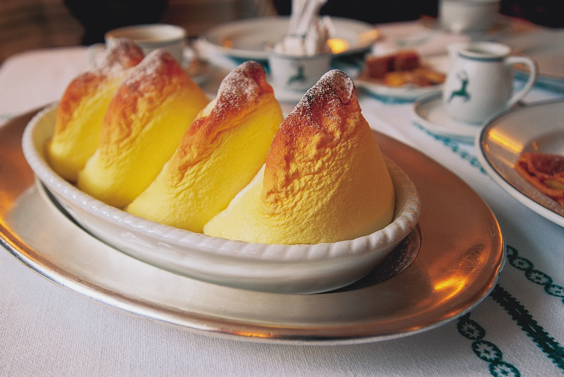 Salzburger Nockerln served on a plate at the Goldener Hirsch restaurant in Salzburg