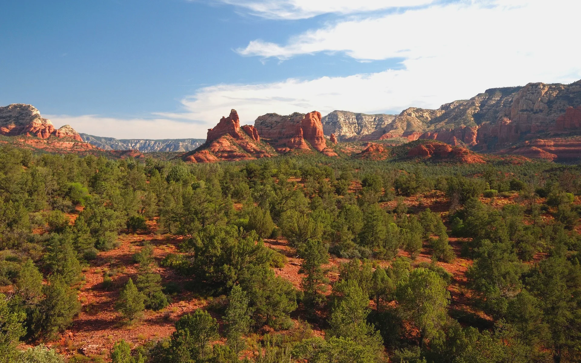 Red rock formations around Brins Mesa and Cibola Pass viewed from SR 89A in Sedona.